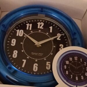 Blue Neon Wall Clock Batteries Requested